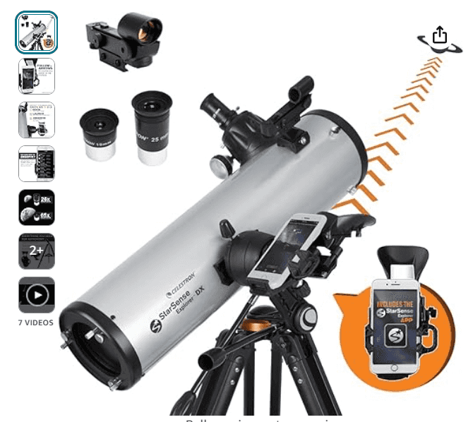 CELESTRON StarSense Explorer DX 130AZ Smartphone App-Enabled Telescope – Works with StarSense App to Help You Find Stars, Planets & More – 130mm Newtonian Reflector – iPhone/Android Compatible